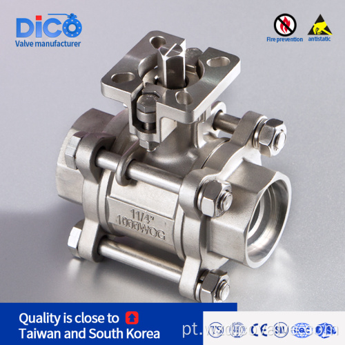Válvula de esfera ISO5211 3PC soldada de tratamento de água 3pc